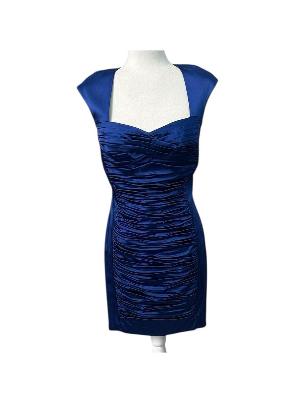 Calvin Klein Sheath Dress Royal Blue Ruched Front Size 10P